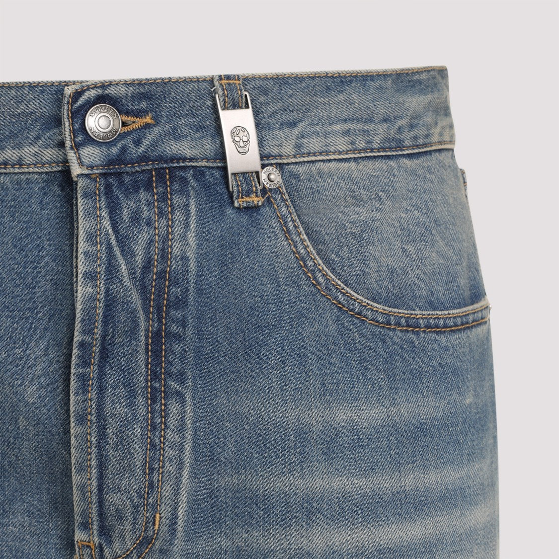 Alexander Mcqueen Blue Straight-Leg Denim Jeans