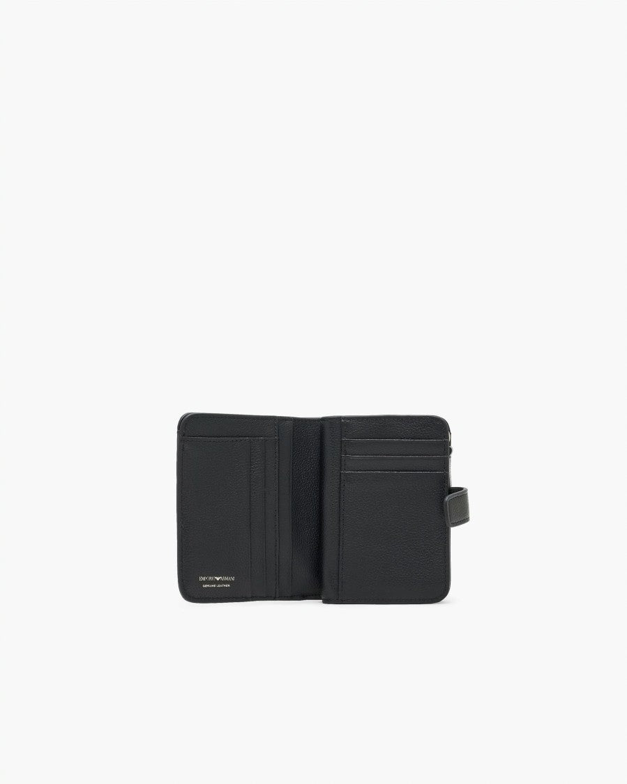 Emporio Armani Tumbled Leather Screen Printed Bifold Wallet