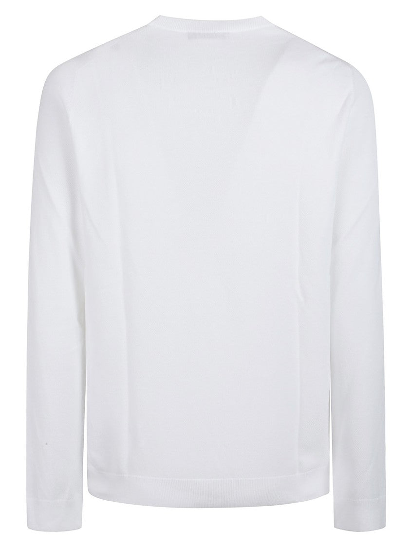 Fay Plain White Cotton Ribbed Sweater