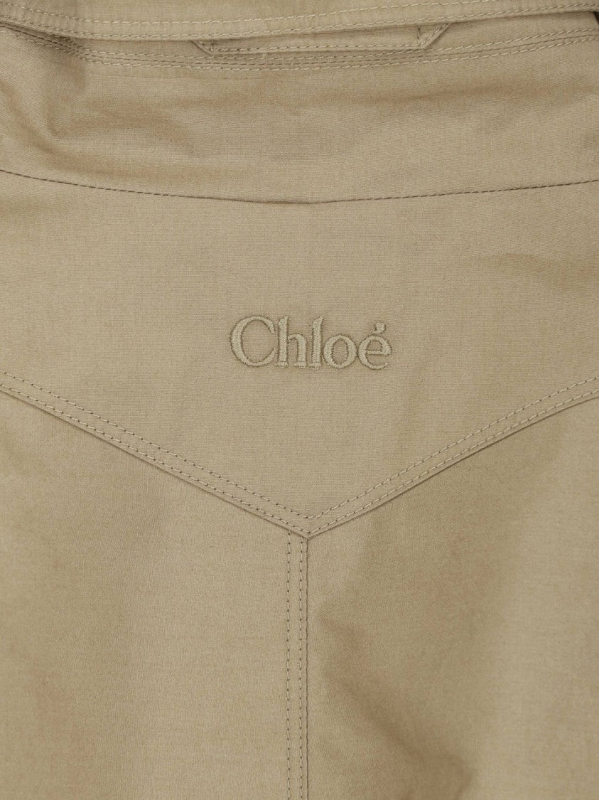 Chloé Neutral High-Collar Casual Fabric Jacket