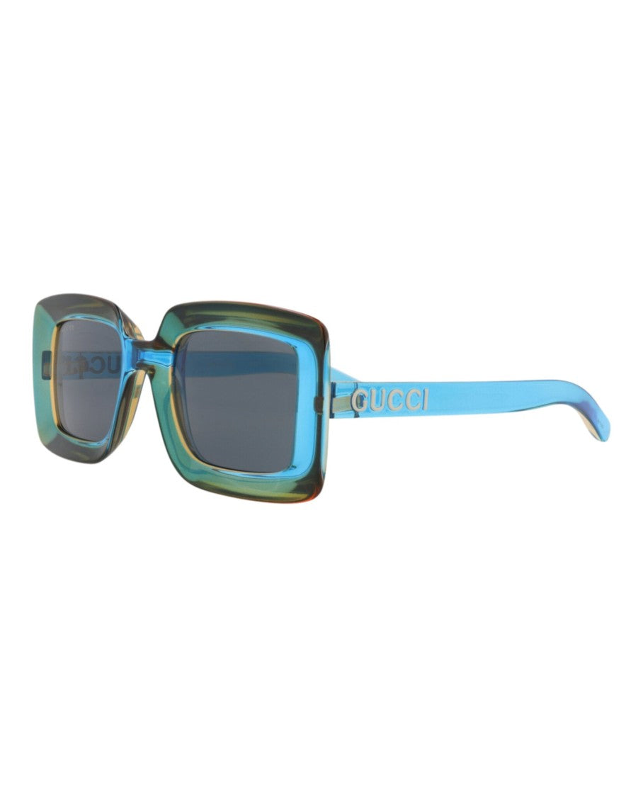 Gucci Square-Frame Injection Sunglasses With Saddle Nose Bridge