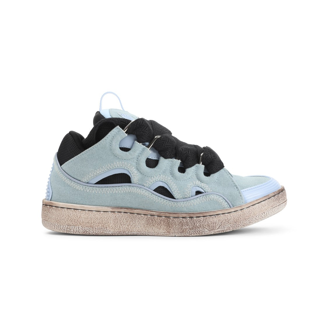Lanvin Light Blue Suede Sneakers With Worn Vintage Aesthetic