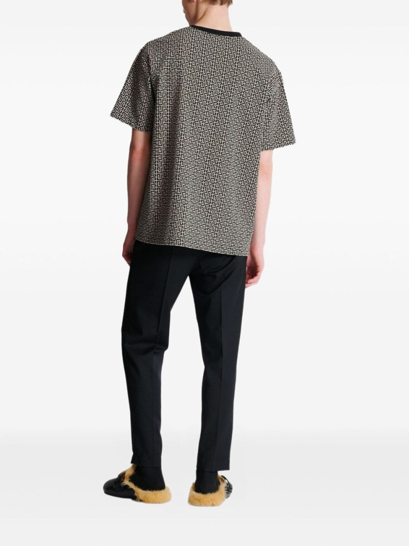 Balmain Geometric Pattern Silk And Nylon T-Shirt