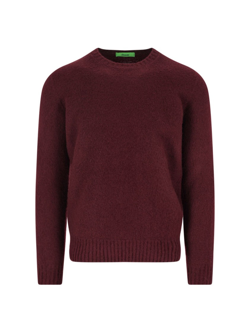 Drumohr Bordeaux Crew Neck Sweater With Ribbed Finishes