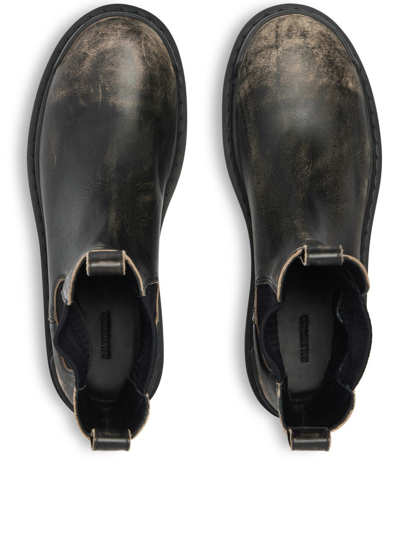 Balenciaga Black Strike Chels Chunky Leather Boots