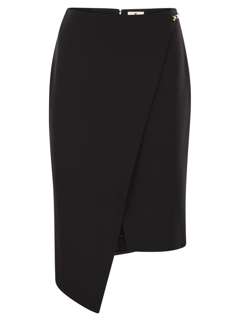 Elisabetta Franchi Crepe Skirt With Jewel Detail