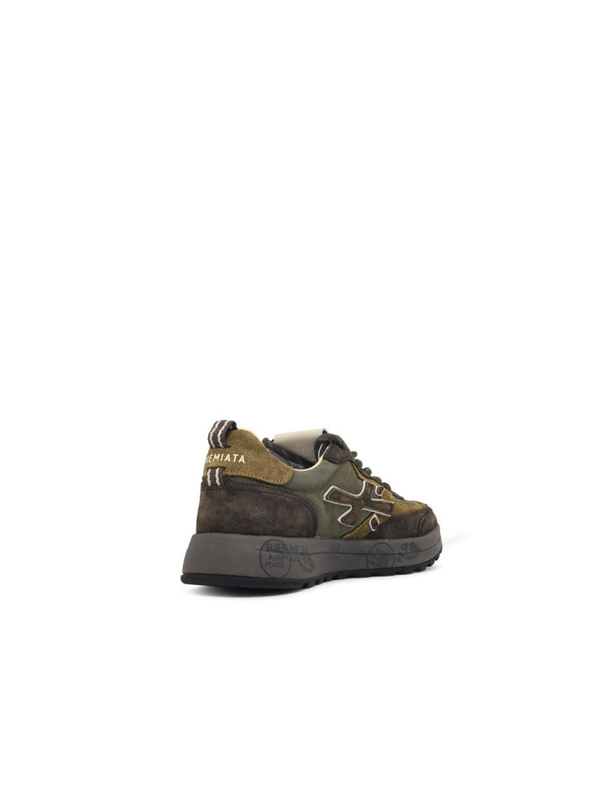 Premiata 'Nous' Green Leather Blend Sneakers