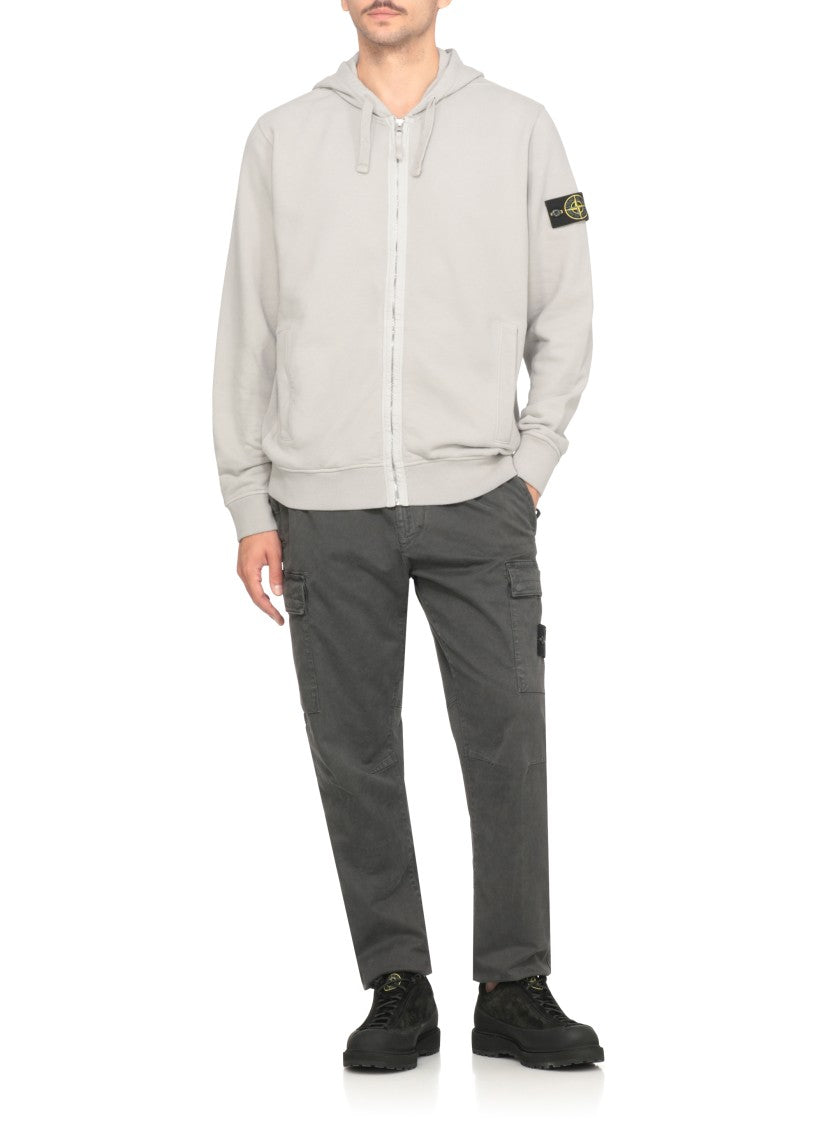 Stone Island Hooded Cotton Zip Sweatshirt