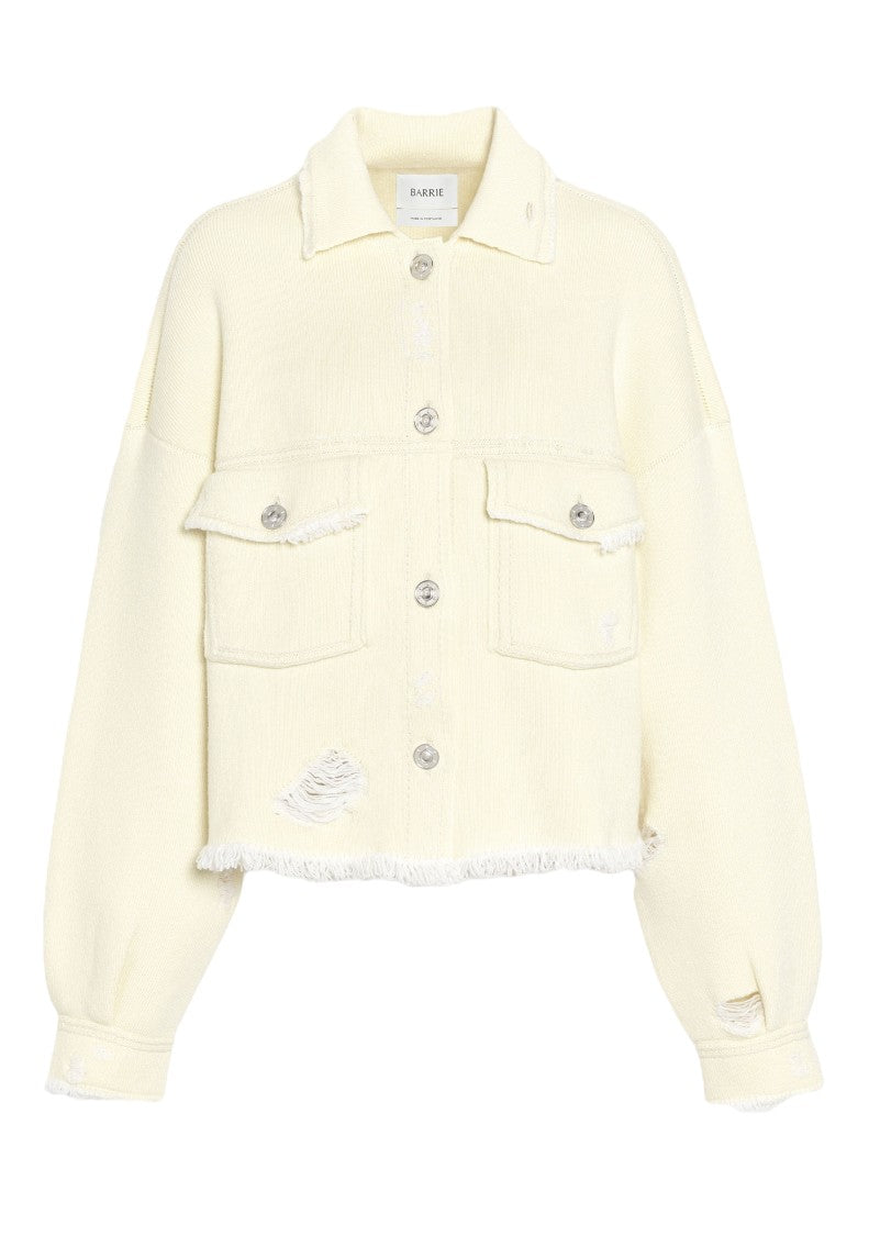 Barrie Denim Fringed Cropped Jacket