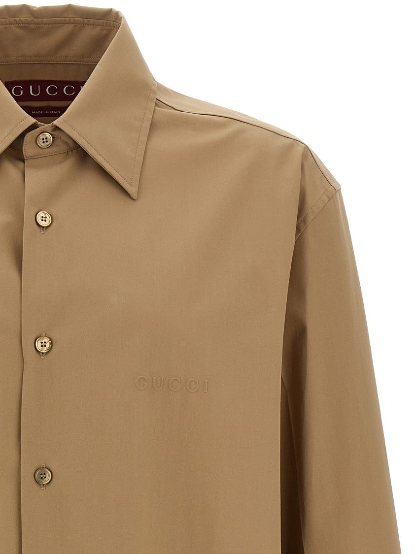 Gucci Cotton Poplin Shirt With Embossed Front Logo