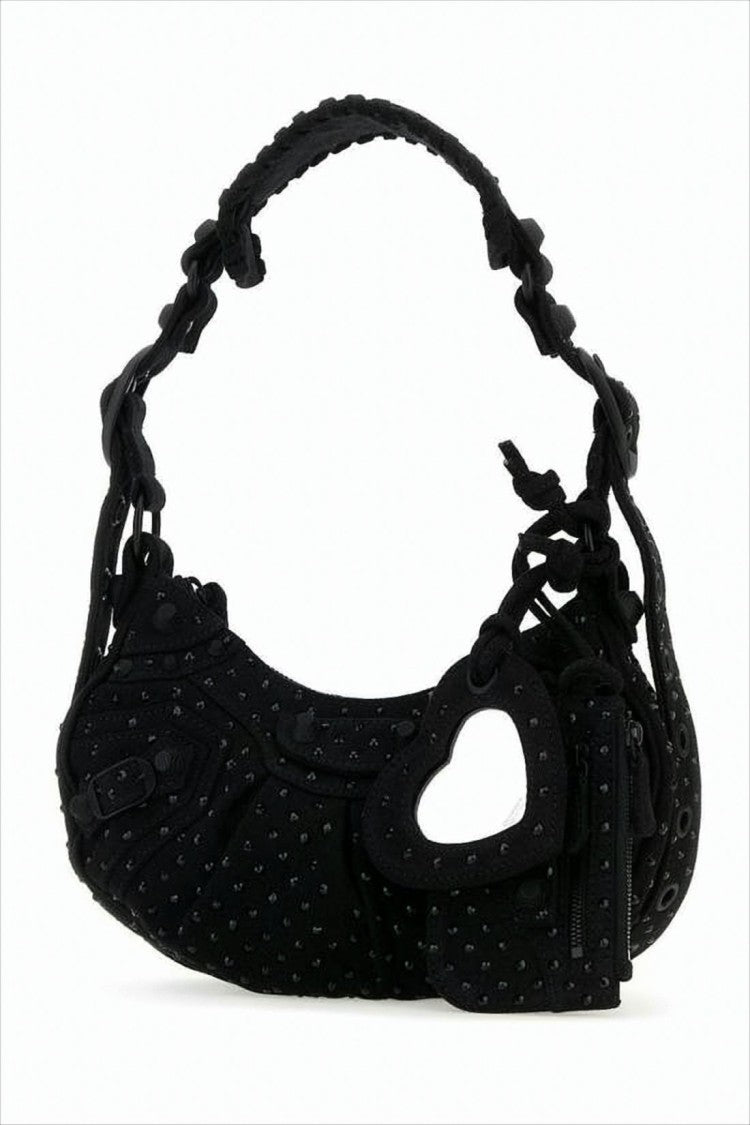 Balenciaga Crescent-Shaped Balenciaga Shoulder Bag With Textured Surface And Charm Detail