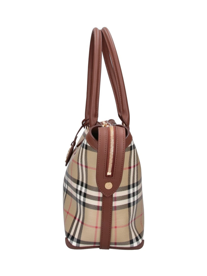 Burberry Beige Burberry Check Cotton Medium Tote Bag