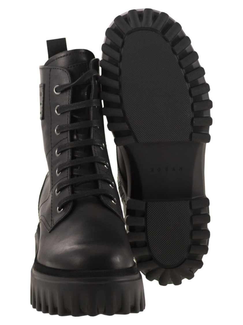 Hogan H700 - Leather Combat Boots