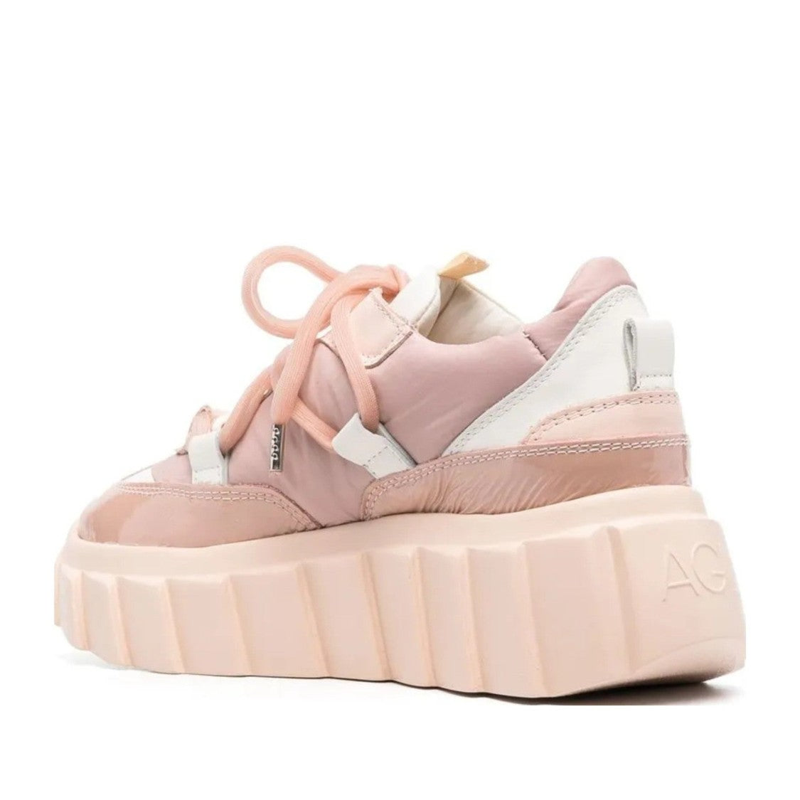 Agl Pink Blondie Synthetic Textured Panel Wedge Sneakers