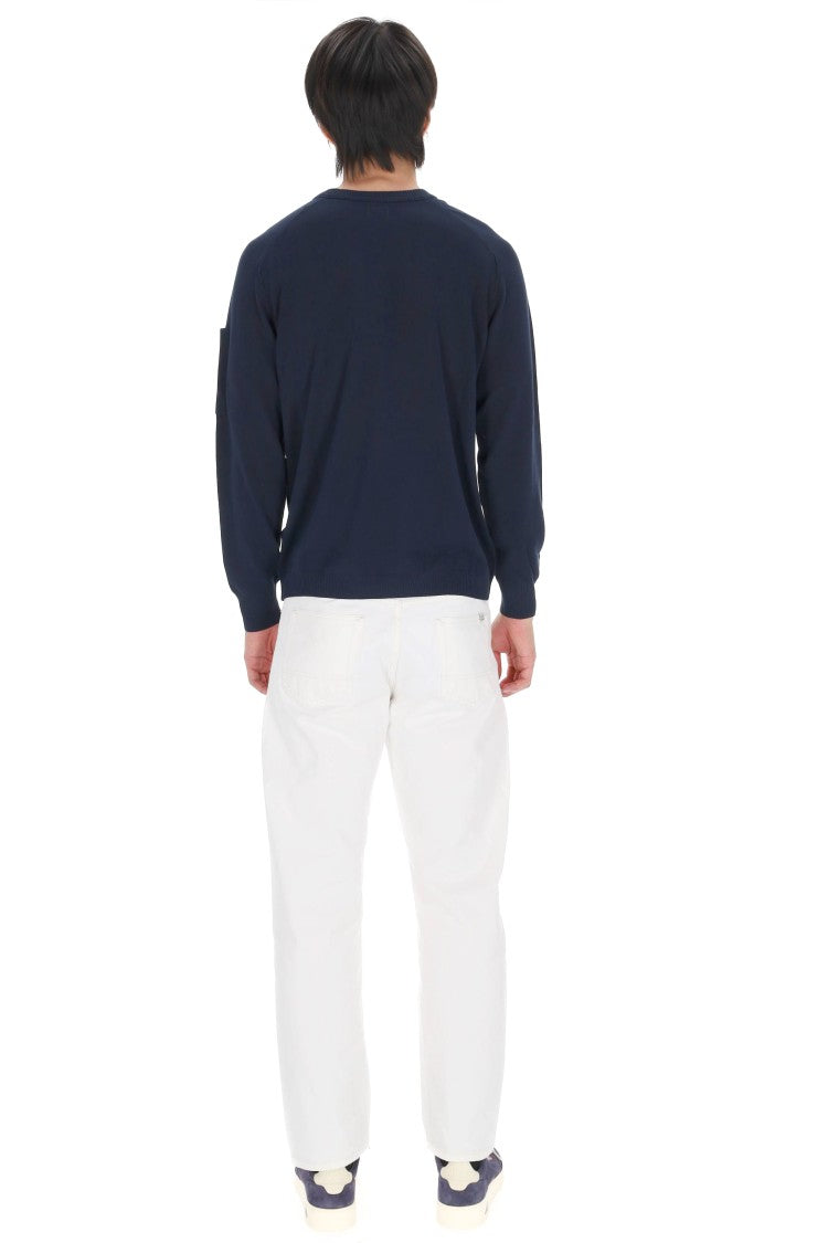 C.P. Company Blue Cotton Crepe Crewneck Sweater