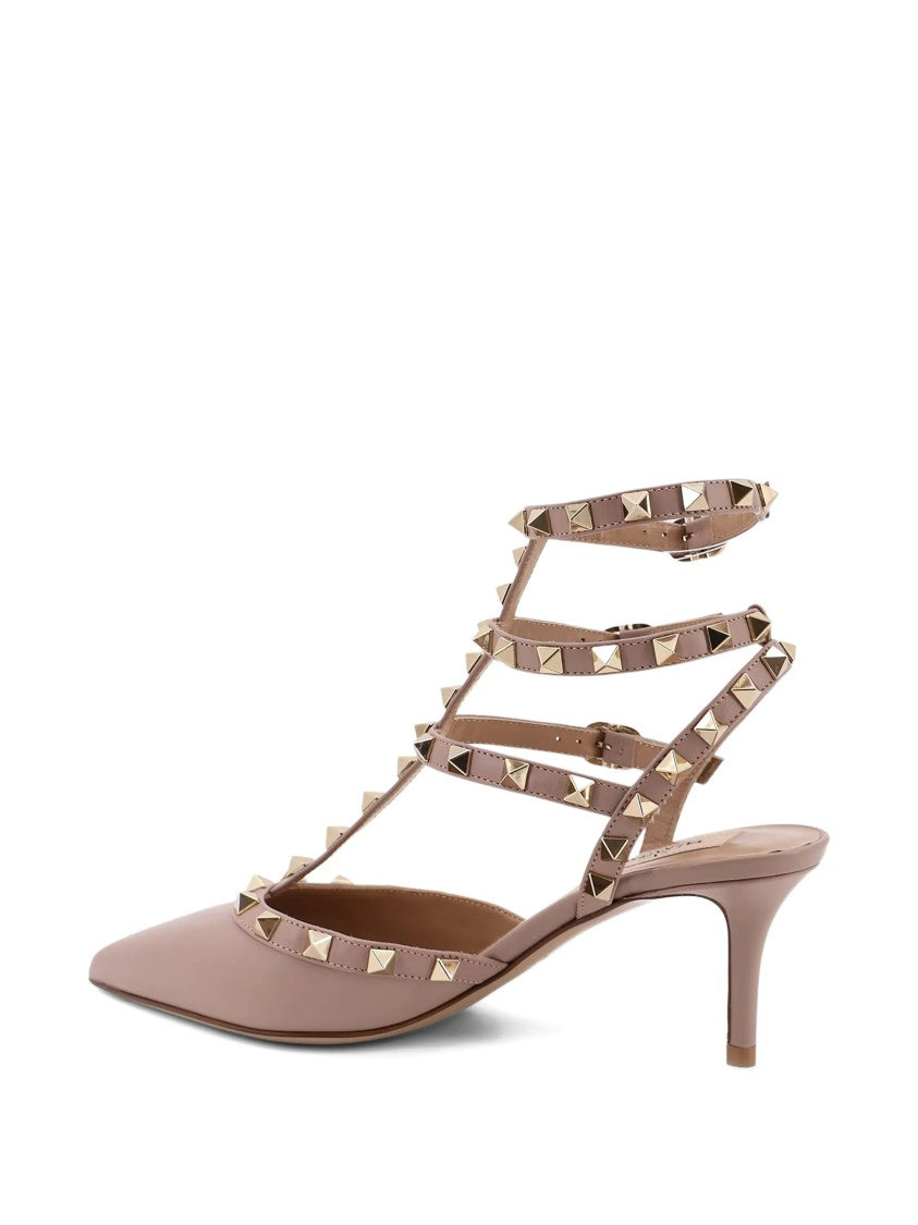 Valentino Pointed-Toe Leather Pump With Pyramid Studs And Adjustable Straps