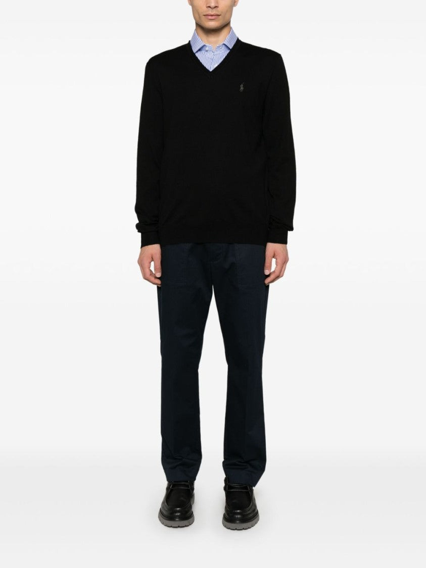 Polo Ralph Lauren V-Neck Wool Sweater With Embroidered Logo