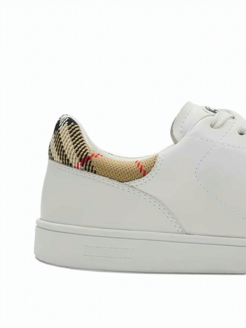 Burberry Leather Low-Top Sneakers With Distinctive Checkered Accents