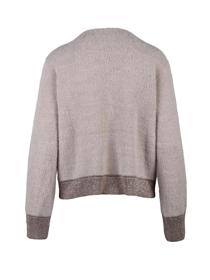 Kaos Pink Luminous Lamé Polyamide-Blend Crewneck Sweater