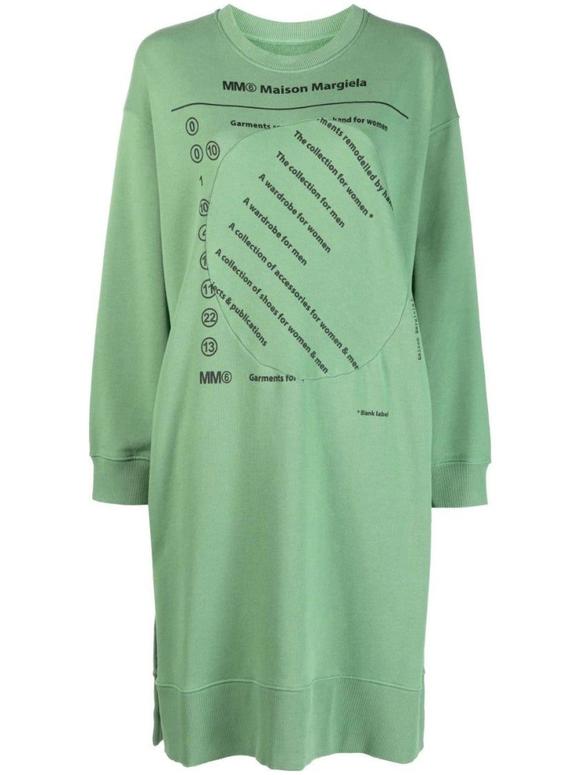 Mm6 By Maison Margiela Relaxed Green Midi Dress With Graphic Print