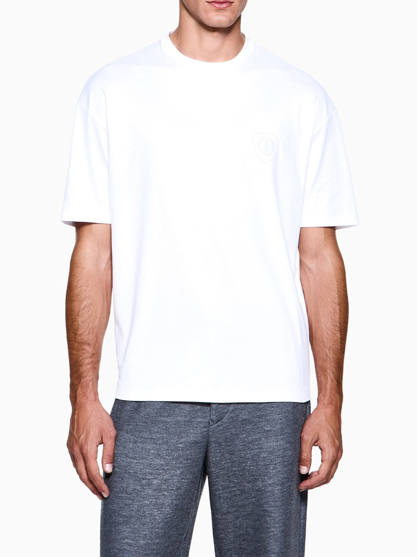Giorgio Armani White Relaxed Fit Embossed Logo T-Shirt