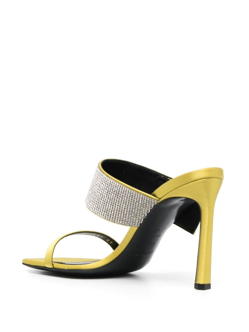 Sergio Rossi Lemon Yellow Satin Mules