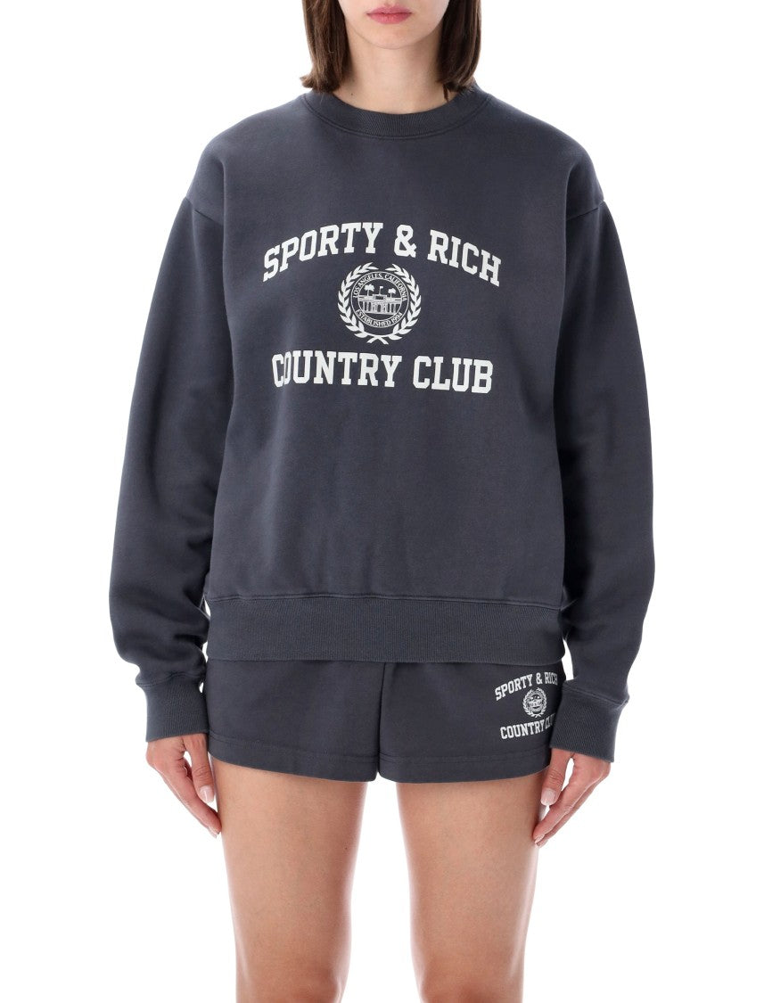 Sporty And Rich Faded Grey Varsity Crewneck Sweatshirt