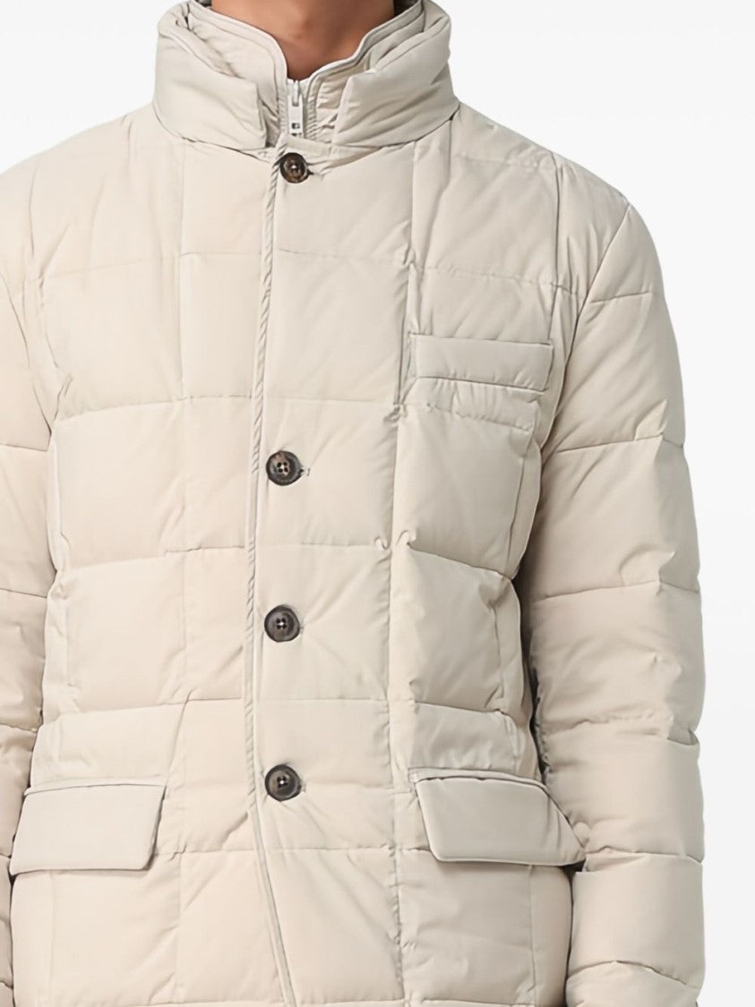Fay Quilted Short Coat With Double-Breasted Front And Pockets