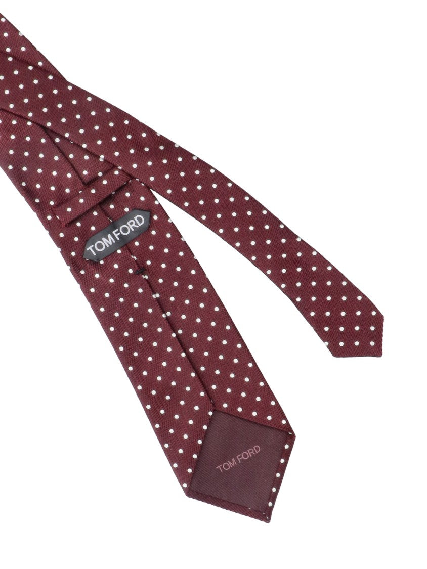 Tom Ford Burgundy Polka Dot Adjustable Necktie In Mulberry Silk