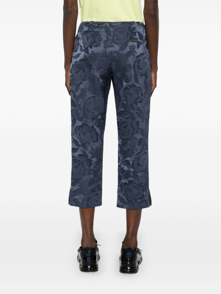 Kenzo Indigo Blue Belted Tailored Slit Trousers