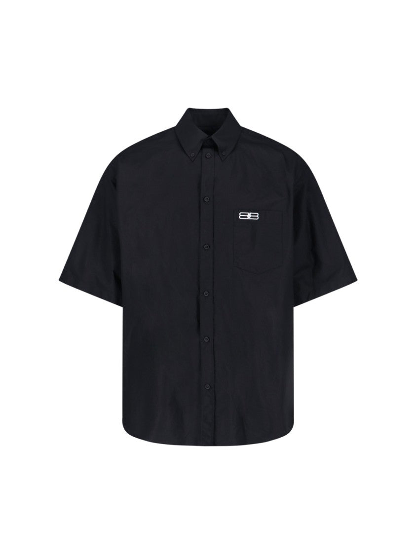 Balenciaga Oversized Black Cotton Short Sleeves Shirt