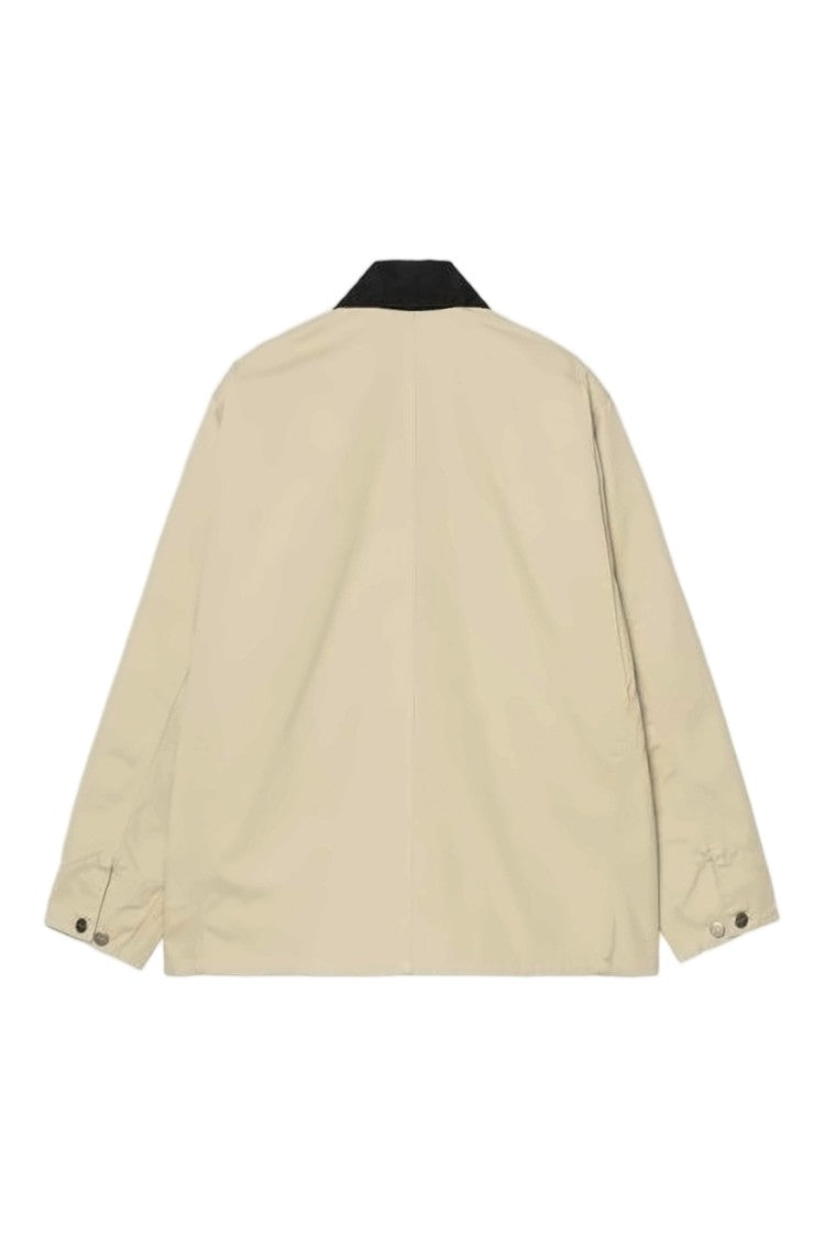 Carhartt Wip Boxy Silhouette Beige Coat With Contrasting Black Collar