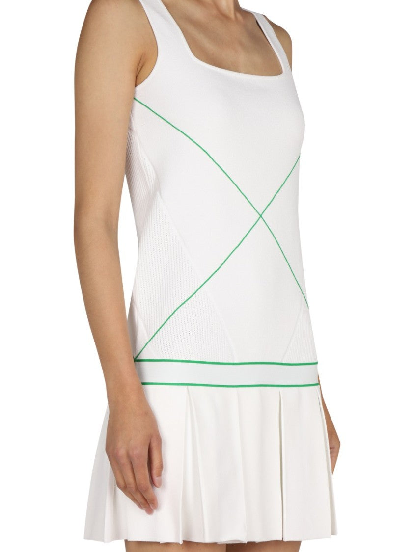 Bottega Veneta Logo Embroidery Day Dress With Elastic Waistband