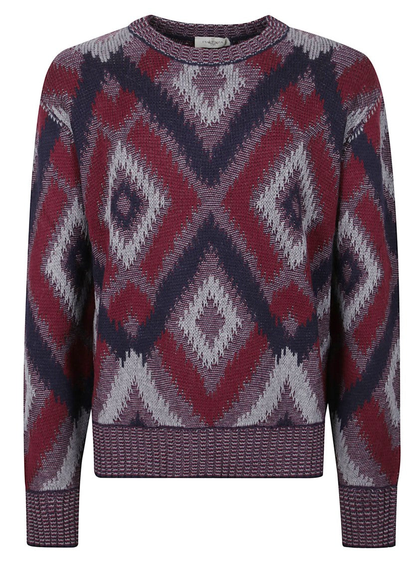 Piacenza Cashmere Bold Geometric Diamond Pattern Sweater