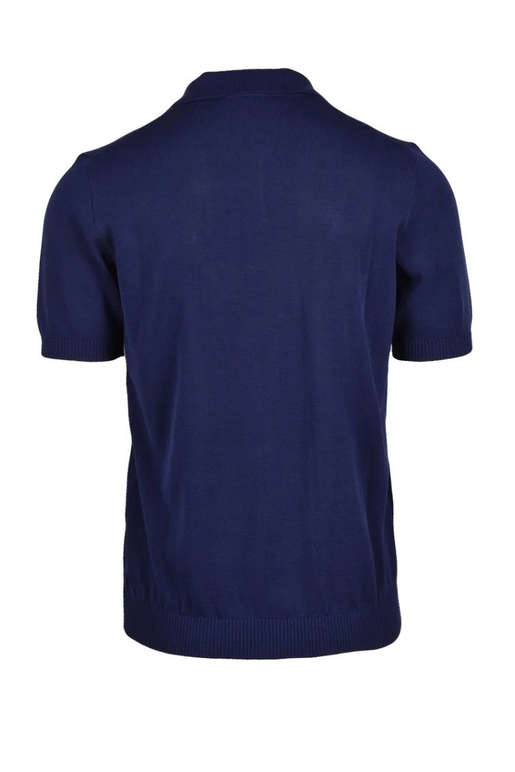 Drumohr Cotton Knit Polo Shirt - Blue