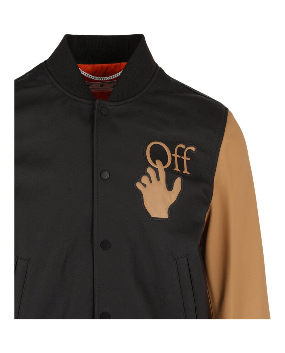 Off-White Hand Off Leather Varsity Jacket