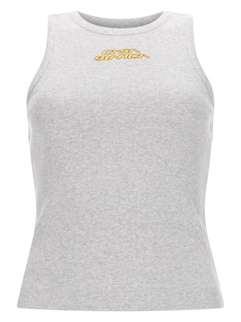 Casablanca Grey Ribbed Fitted Tank Top