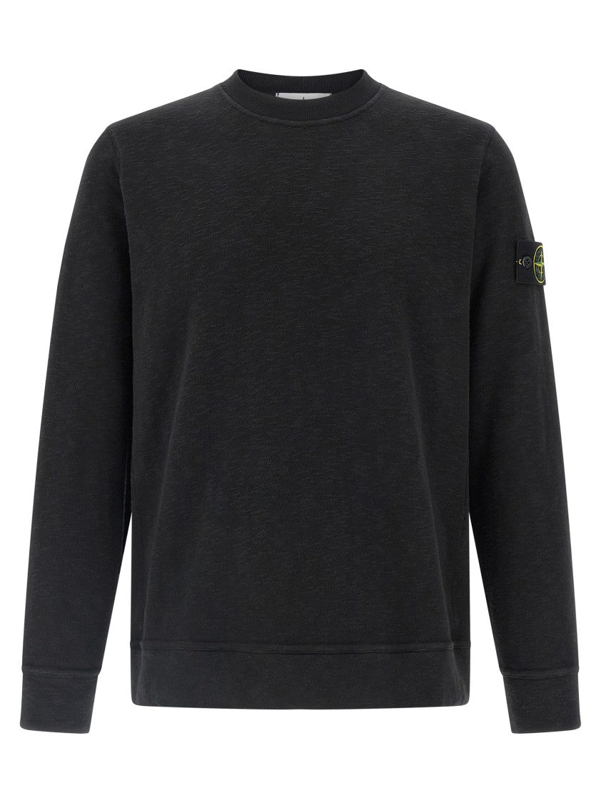 Stone Island Flamed Cotton Sweatshirt With Crew Neck