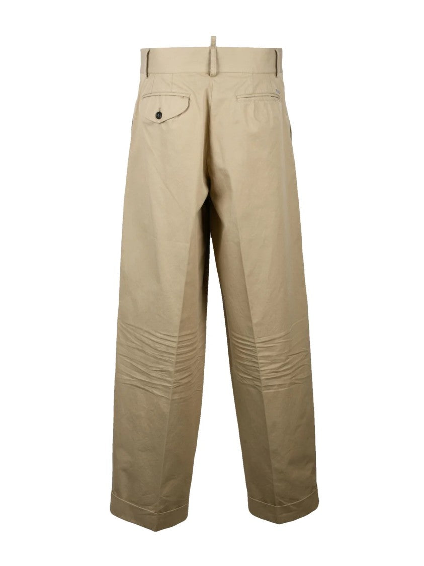 Dsquared2 High-Waisted Chino Trousers - Beige