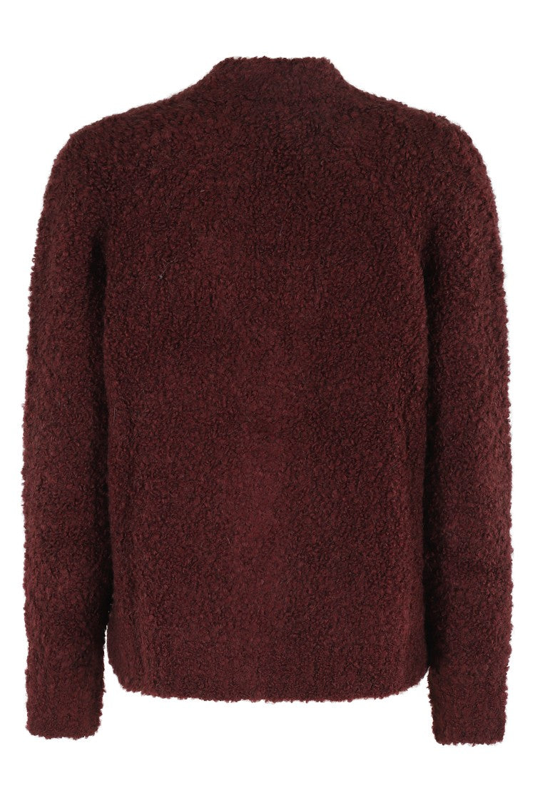 Woolrich Textured Boucle Cardigan With V-Neckline And Long Sleeves