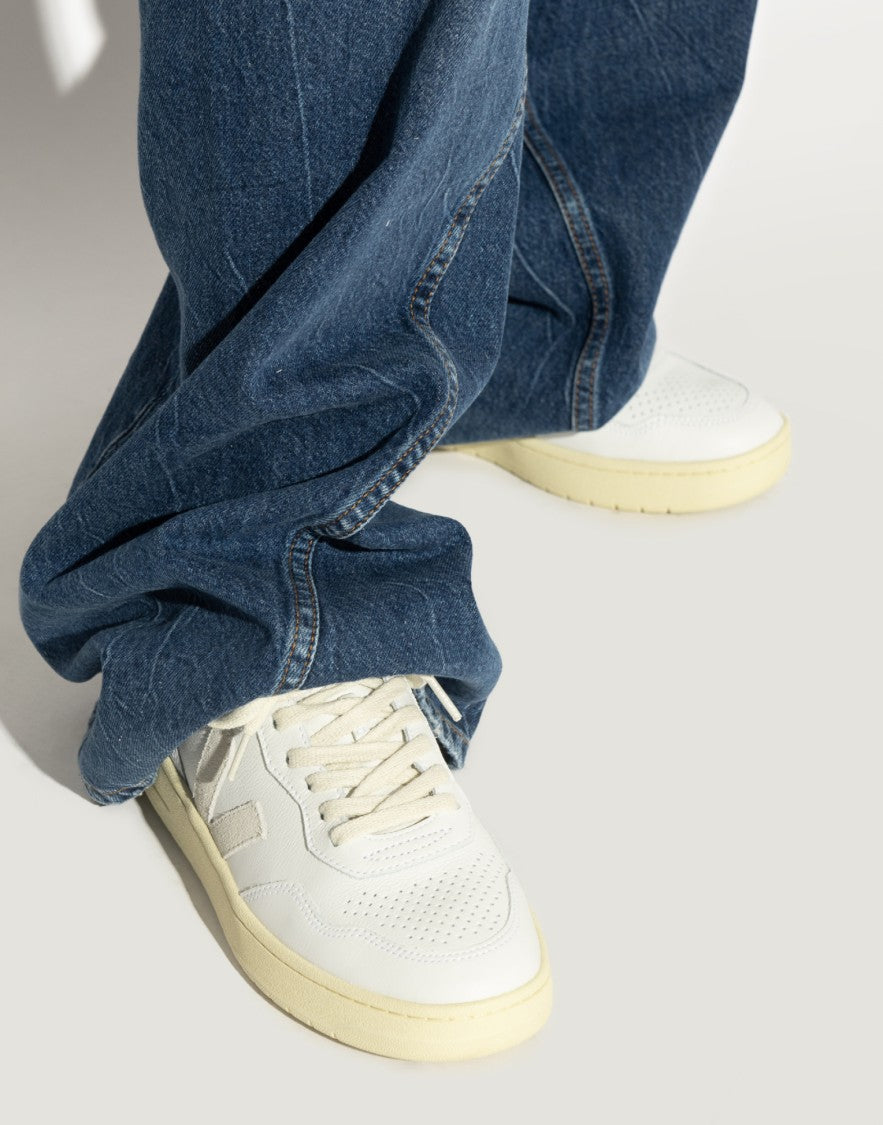 Veja White V-90 O.T. Perforated Leather Sneakers