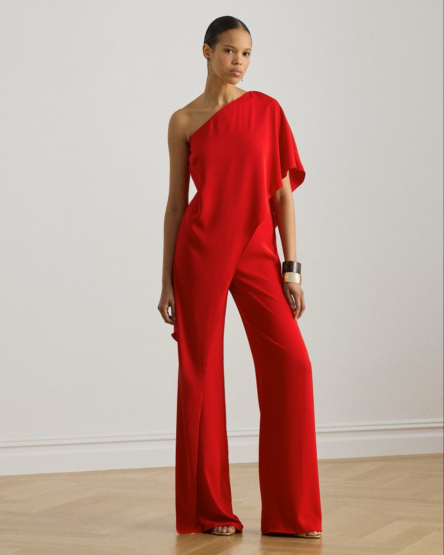 Lauren Ralph Lauren Red Silky Georgette Jumpsuit