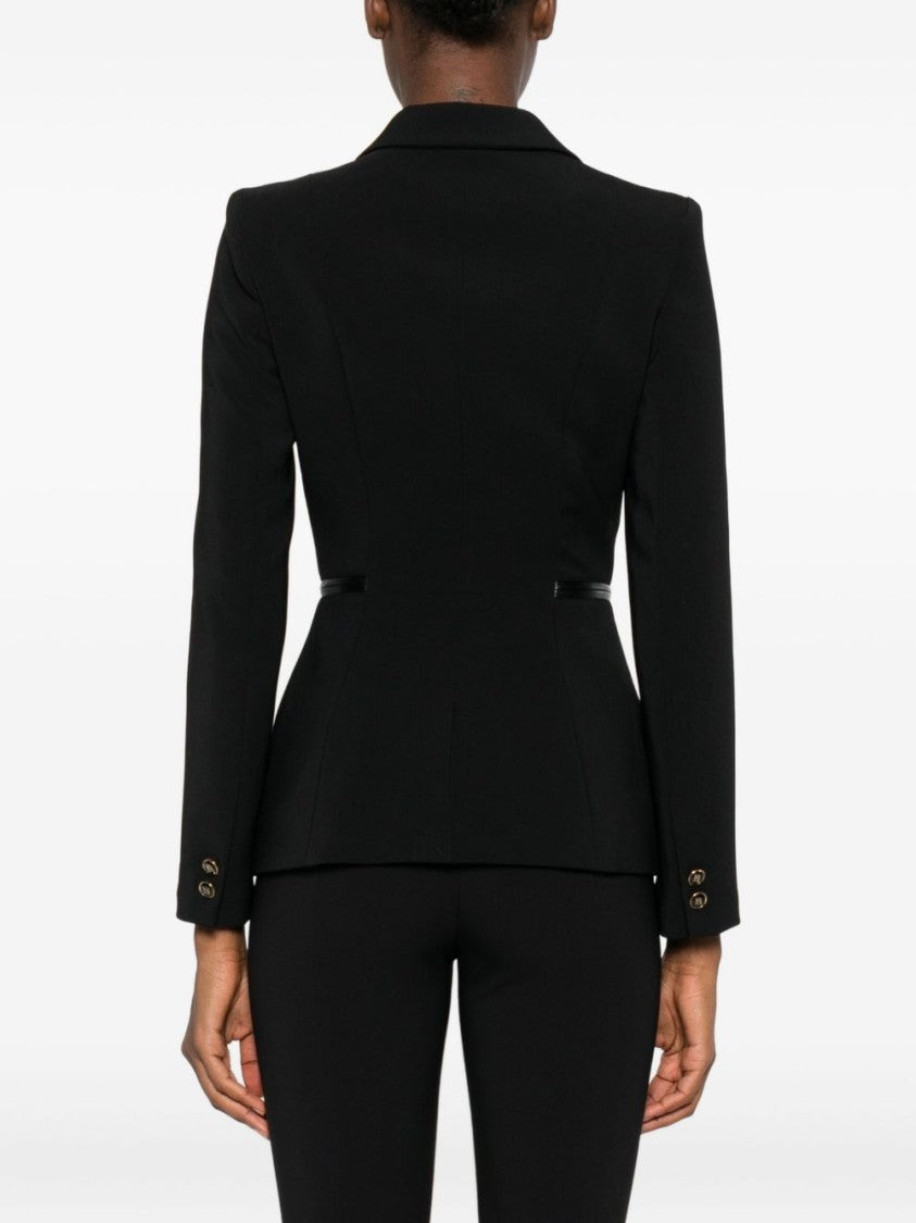Elisabetta Franchi Tailored Double-Breasted Black Jacket With Gold-Tone Accents