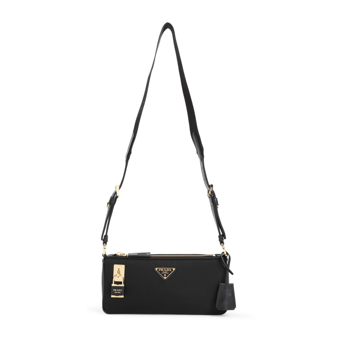 Prada Black Shoulder Bag With Gold-Tone Accents