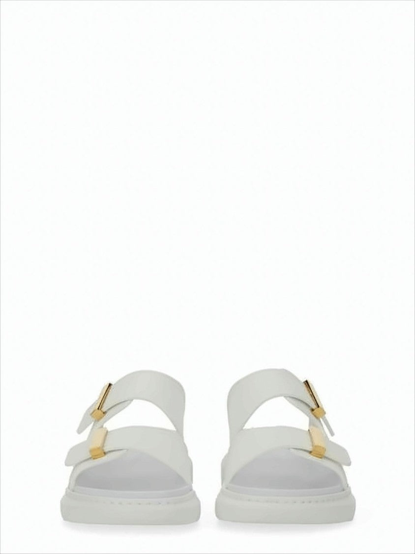 Alexander Mcqueen Minimalist Rubber Slip-On Mules With Gold-Tone Buckles