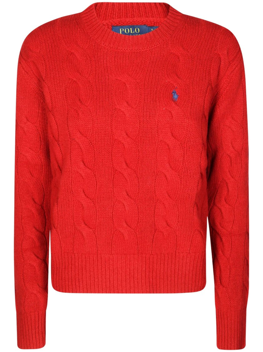 Polo Ralph Lauren Red Cable-Knit Wool-Cashmere Sweater