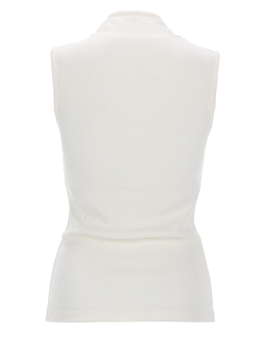 Lemaire Asymmetrical Ribbed Cotton-Linen Top