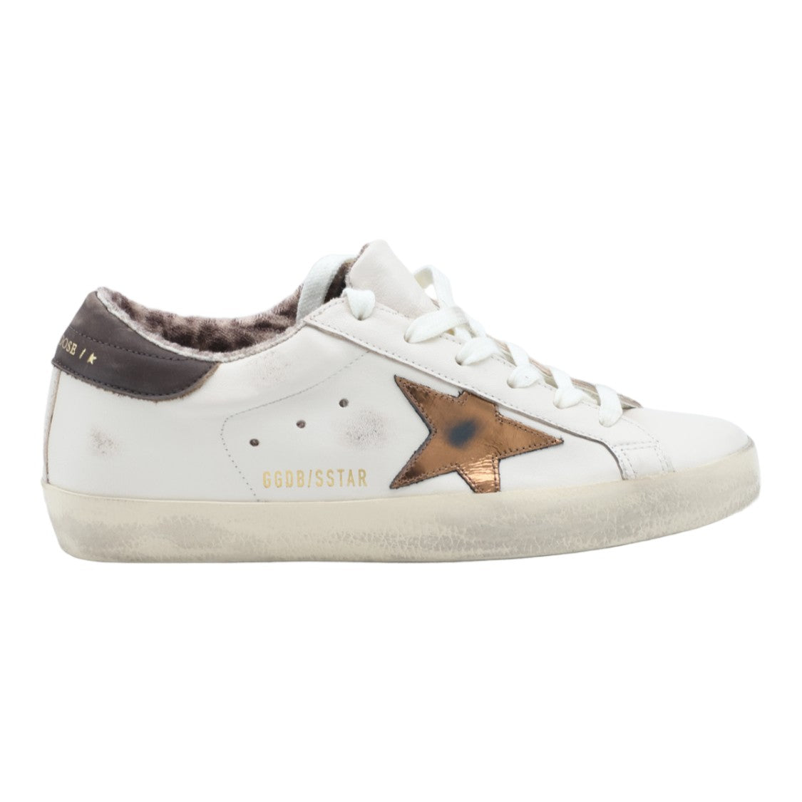 Golden Goose Distressed White Leather Low-Top Sneakers