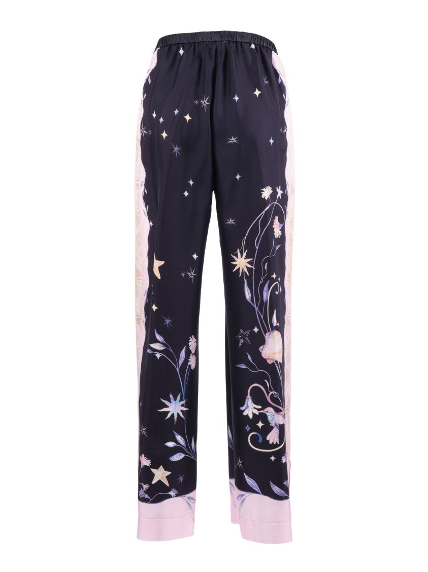Forte Forte Celestial-Inspired Silk Twill Pants With Elastic Waistband