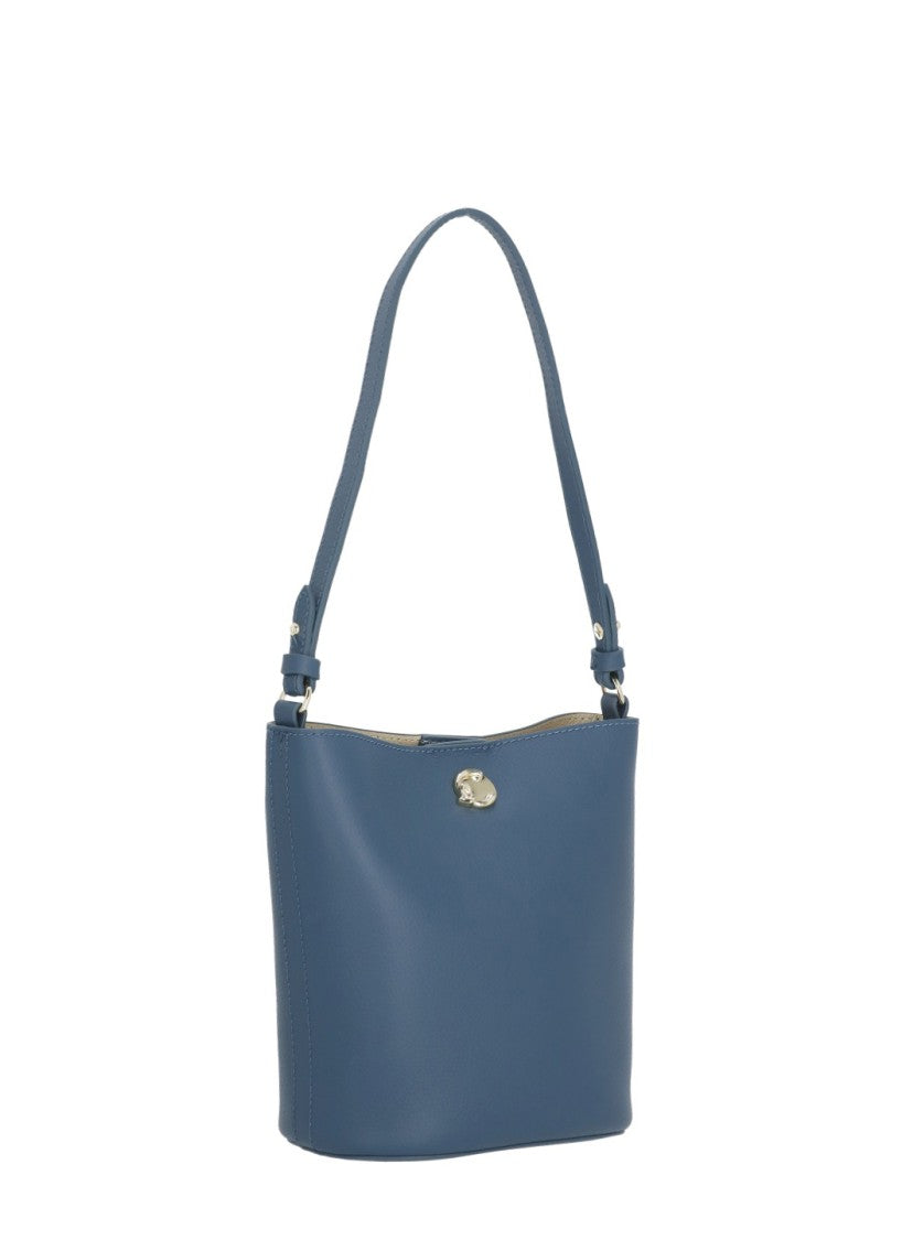 Coccinelle Compact Structured Blue Leather Nikla Mini Bag